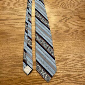 Blues/White/Light Brown Striped Tie